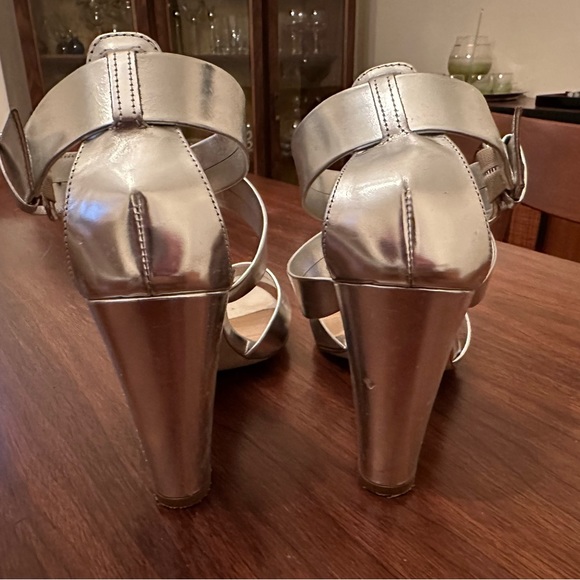 J Crew silver heeled sandals. Size 8. - Picture 3 of 5